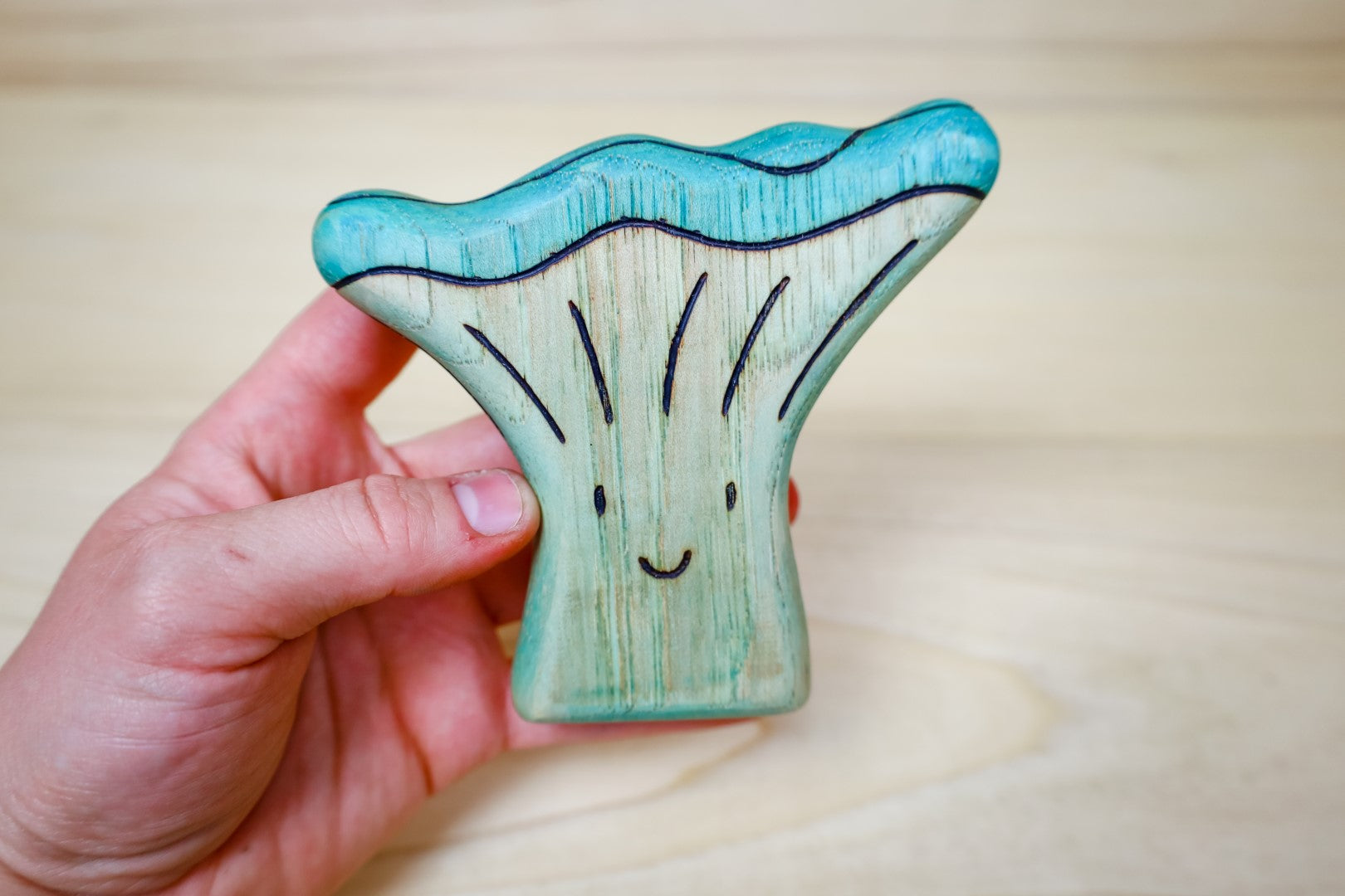 Preorder - Wooden Blue Trumpet Mushroom Toy
