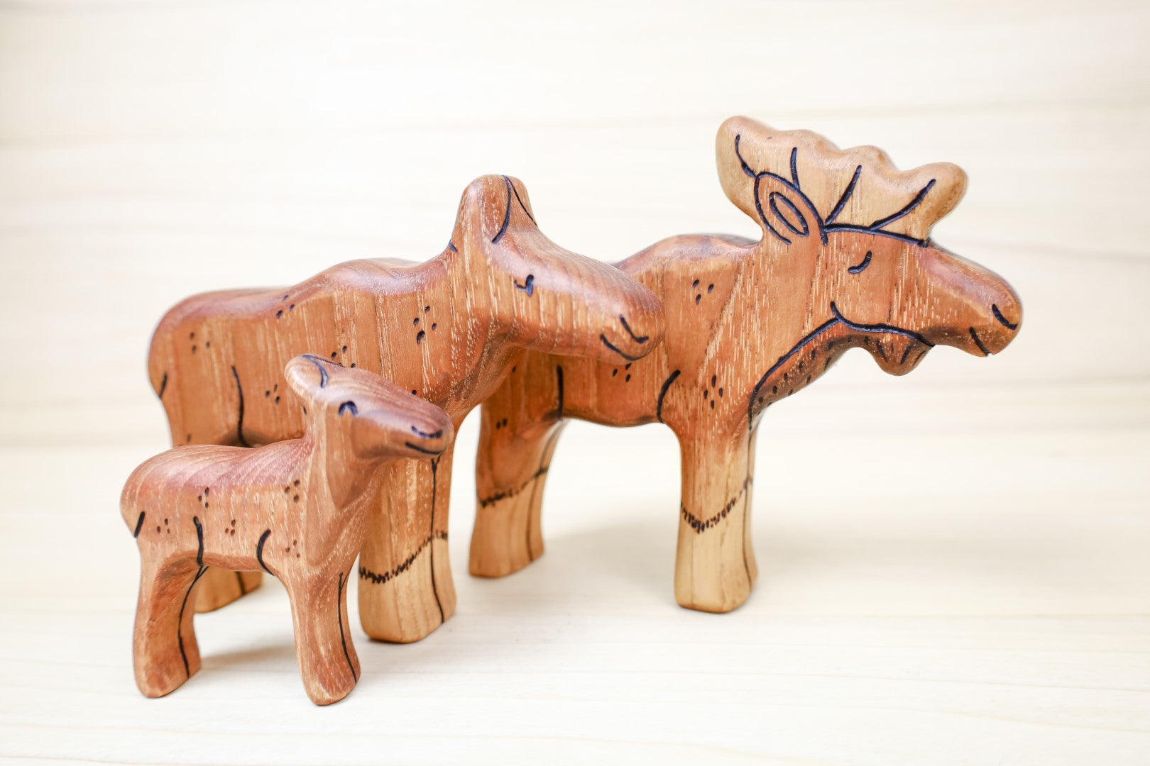 Wooden Moose Family- Daddy, Mama, Or Baby Moose