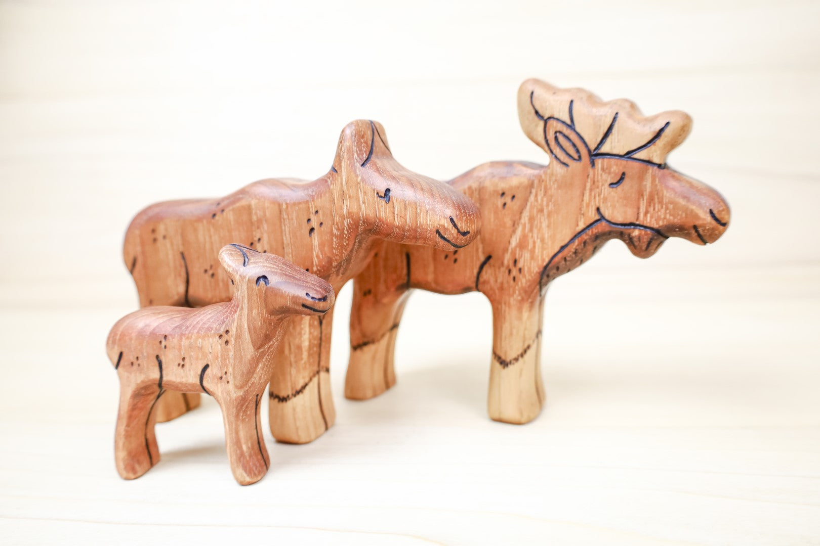 Wooden Moose Family- Daddy, Mama, Or Baby Moose