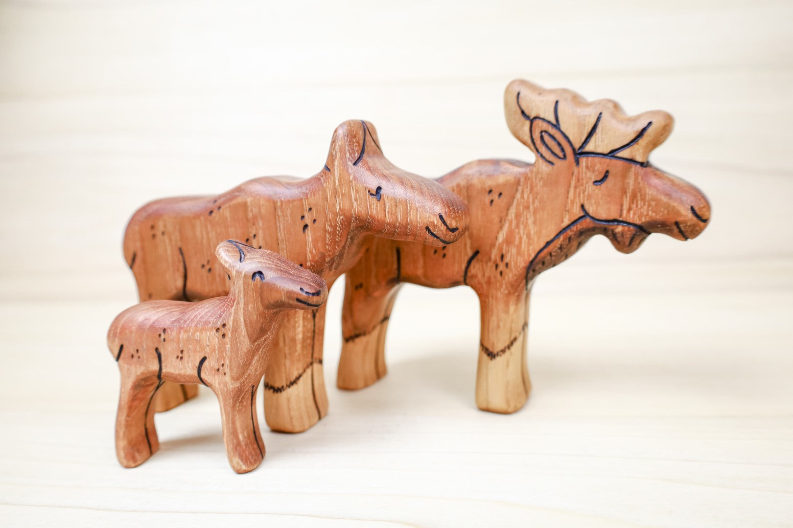 Wooden Moose Family- Daddy, Mama, Or Baby Moose