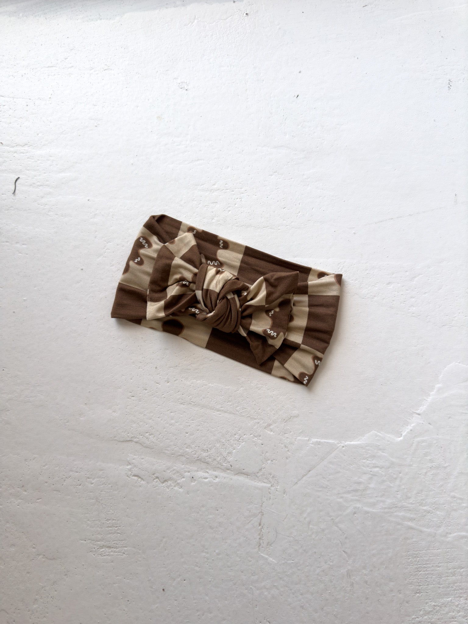 Bamboo Head Wrap | Gingerbread Checkerboard 2024