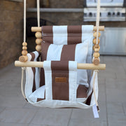 Outdoor High Back Baby & Toddler Swing-wide Brown & White Stripe