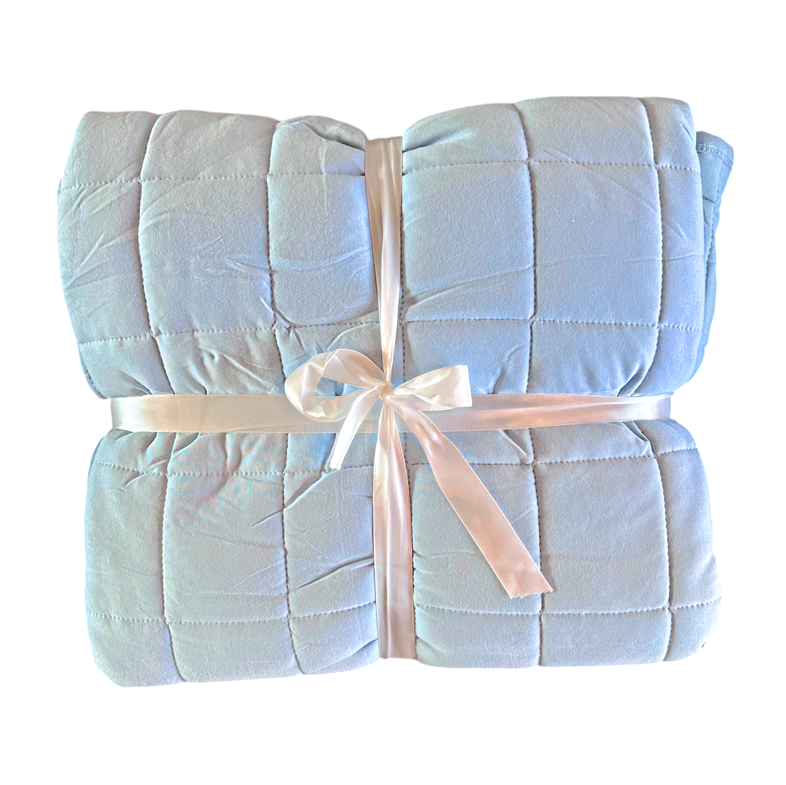 Light Blue Quilted Bamboo Blanket
