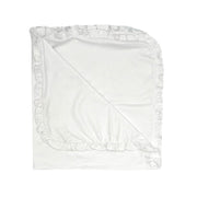 100% Pima Cotton Ruffle Blanket: White