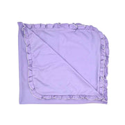 100% Pima Cotton Ruffle Blanket: Lavender With White Picot Trim
