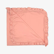 100% Pima Cotton Ruffle Blanket: Apricot With White Picot Trim