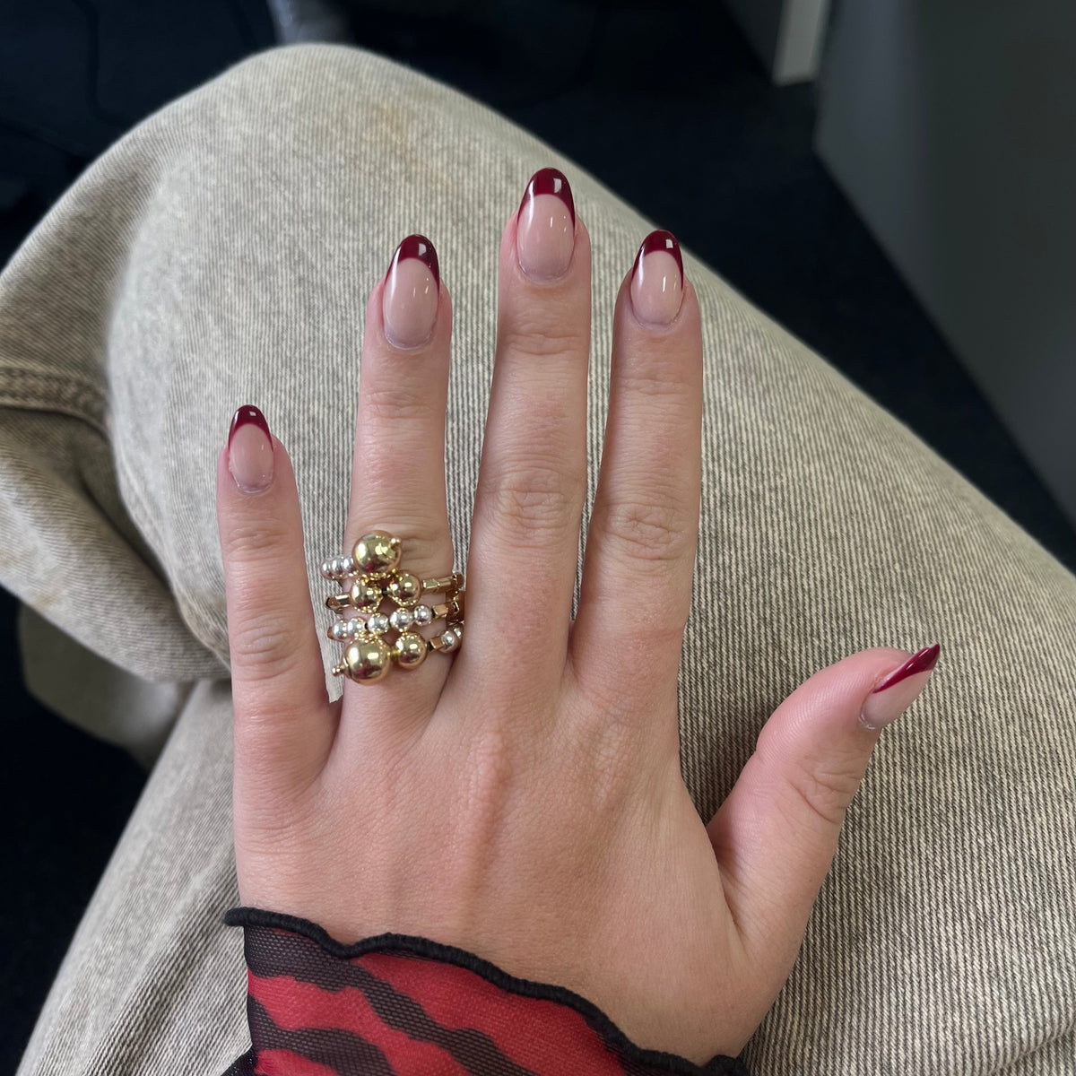 Bead Wrap Ring Two-tone