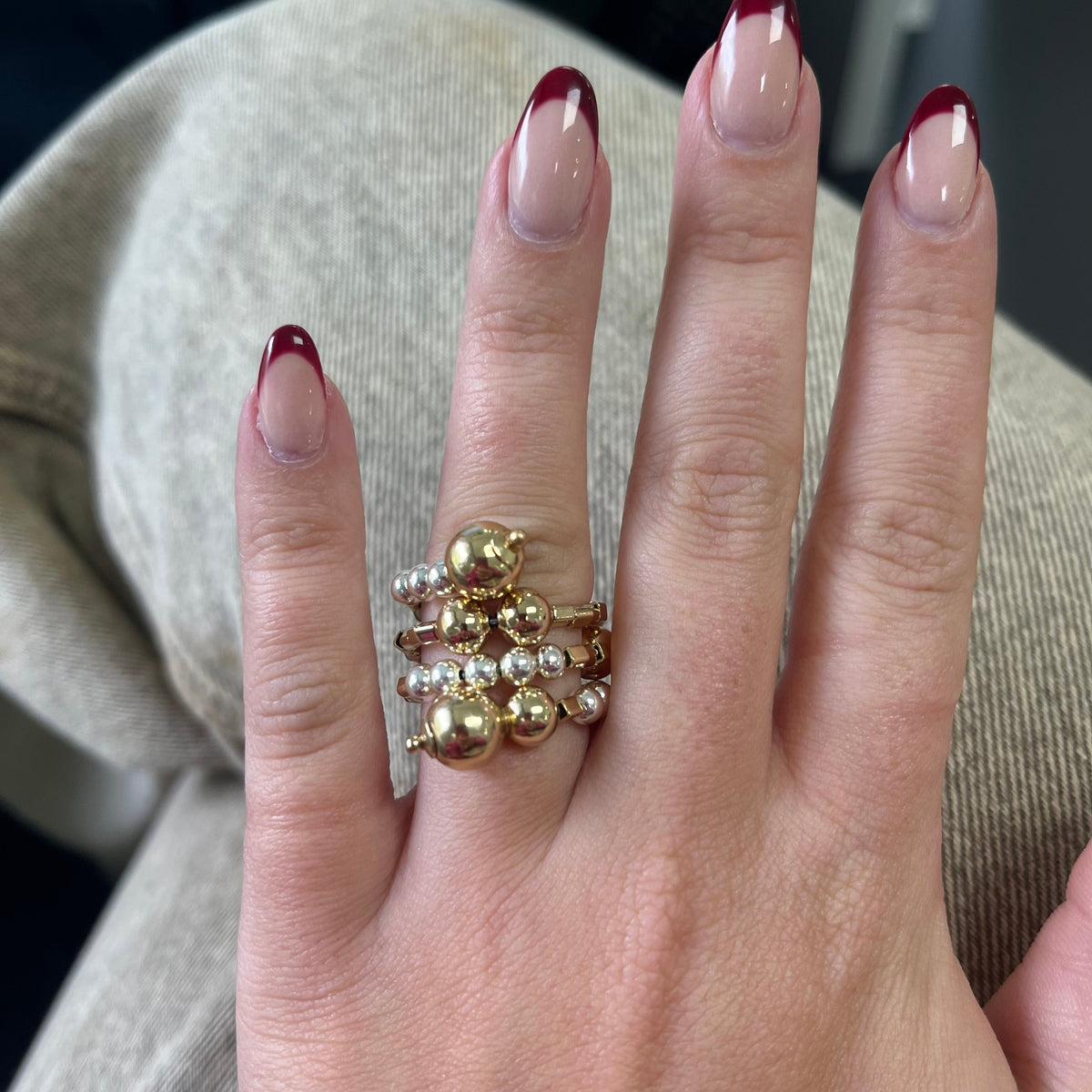 Bead Wrap Ring Two-tone