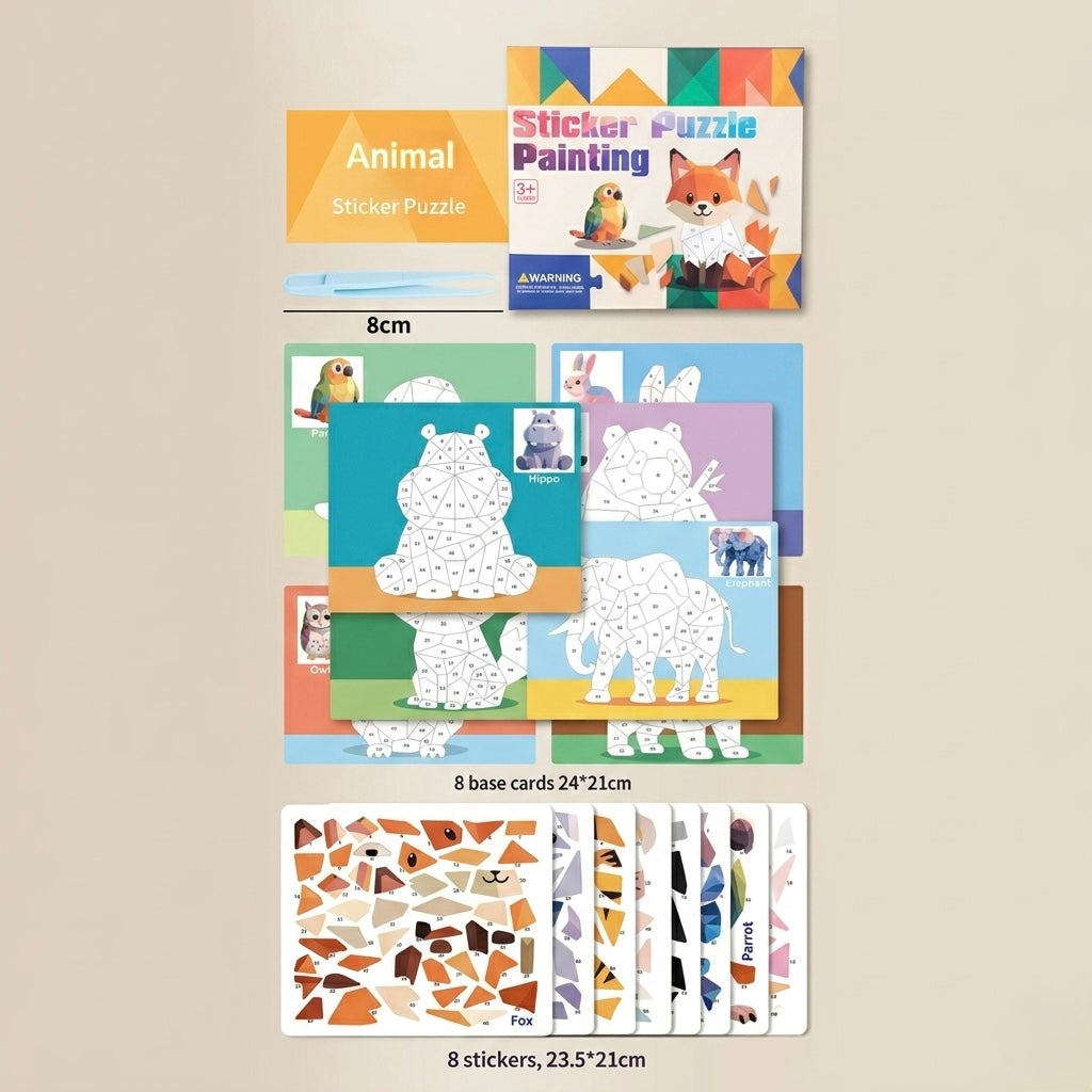 Kids' Diy Sticker Puzzle Painting Kit | Mess-free Montessori Travel Toy
