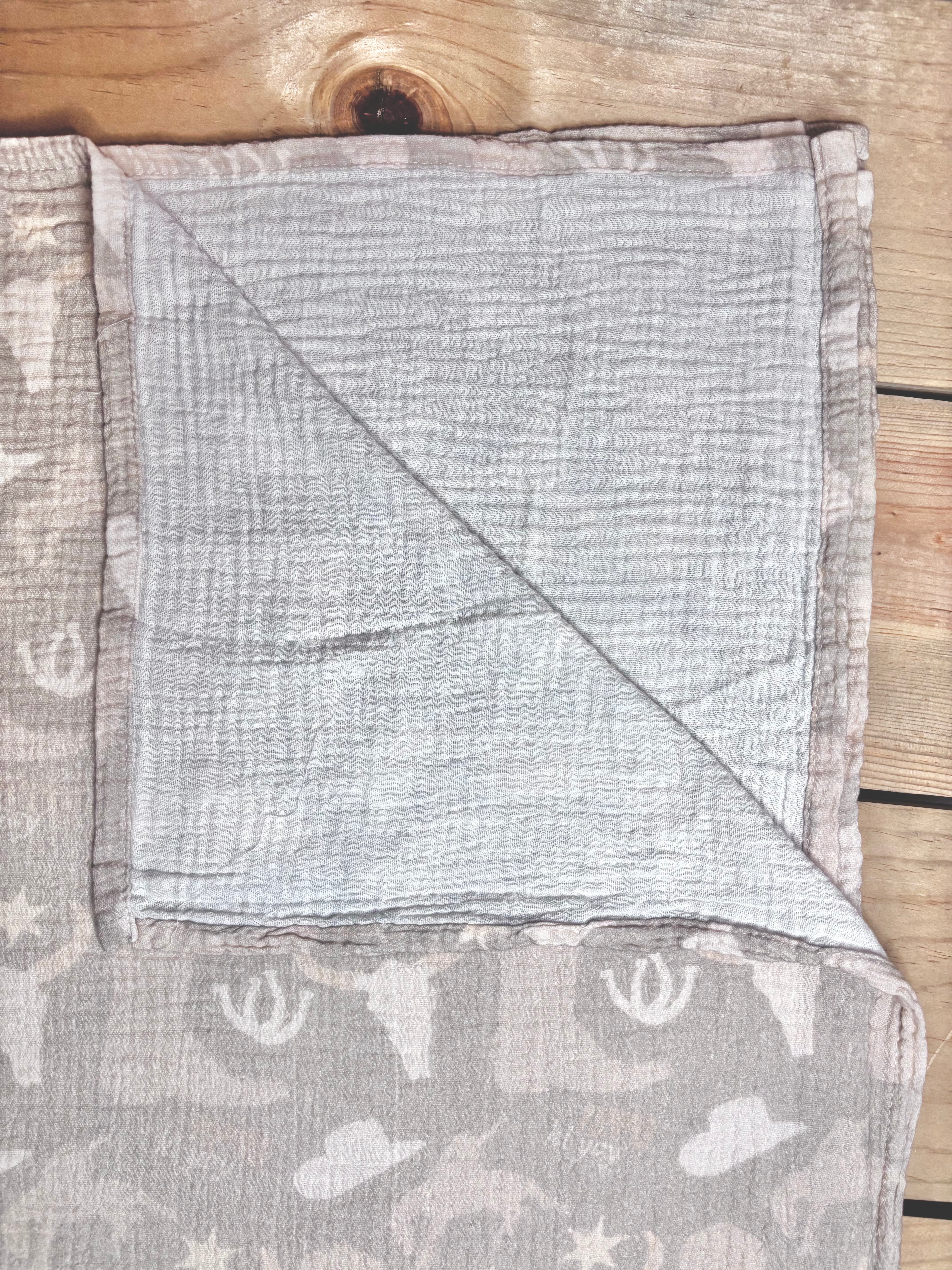 Organic Bamboo Cotton Blend Swaddle Blanket In Yippee Ki Yay