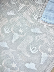 Organic Bamboo Cotton Blend Swaddle Blanket In Yippee Ki Yay