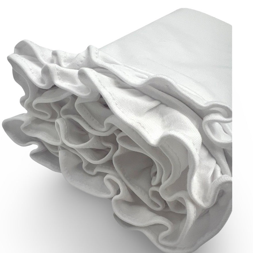 100% Pima Cotton Ruffle Blanket: White