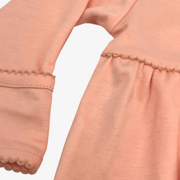 100% Pima Cotton Newborn Pleated Gown & Hat Set: Apricot (0-6 Months)