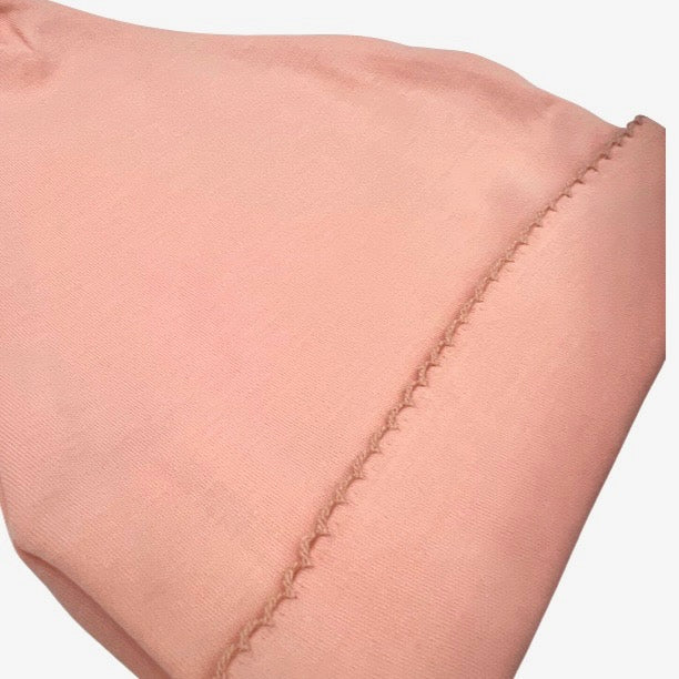 100% Pima Cotton Newborn Pleated Gown & Hat Set: Apricot (0-6 Months)