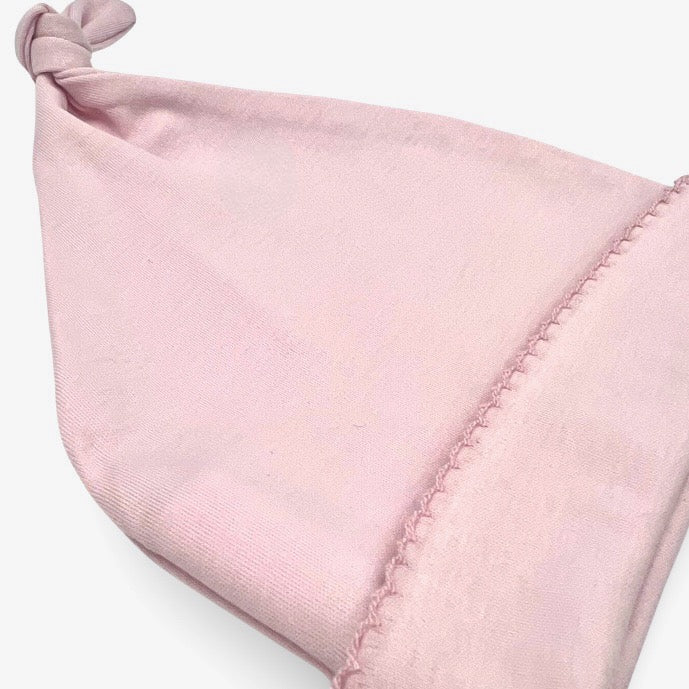 100% Pima Cotton Newborn Pleated Gown & Hat Set: Light Pink (0-6 Months)