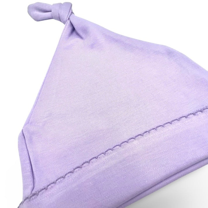 100% Pima Cotton Newborn Pleated Gown & Hat Set: Lavender (0-6 Months)