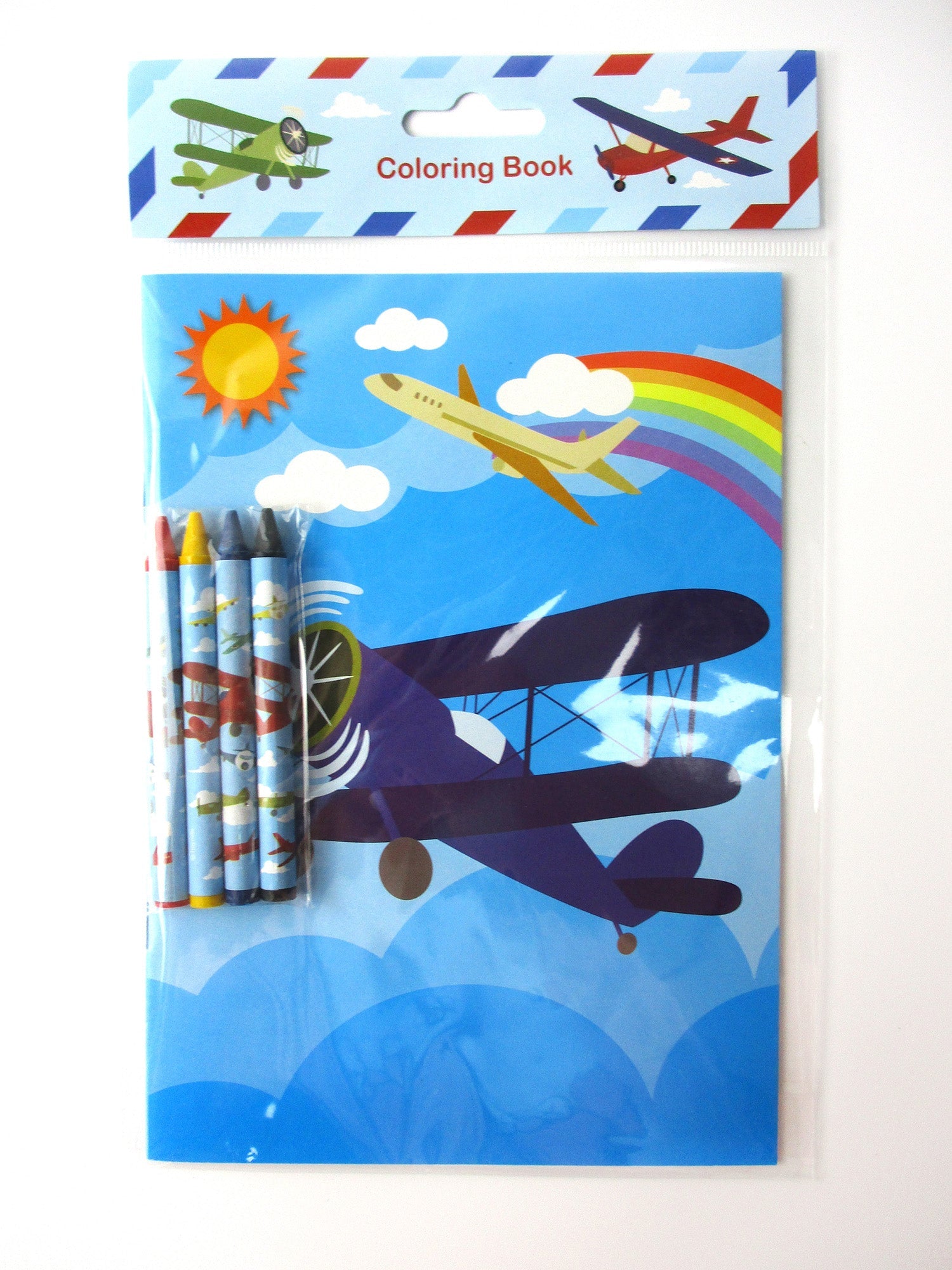 Airplane Coloring Books With Crayons Party Favors - Set Of 6 Or 12