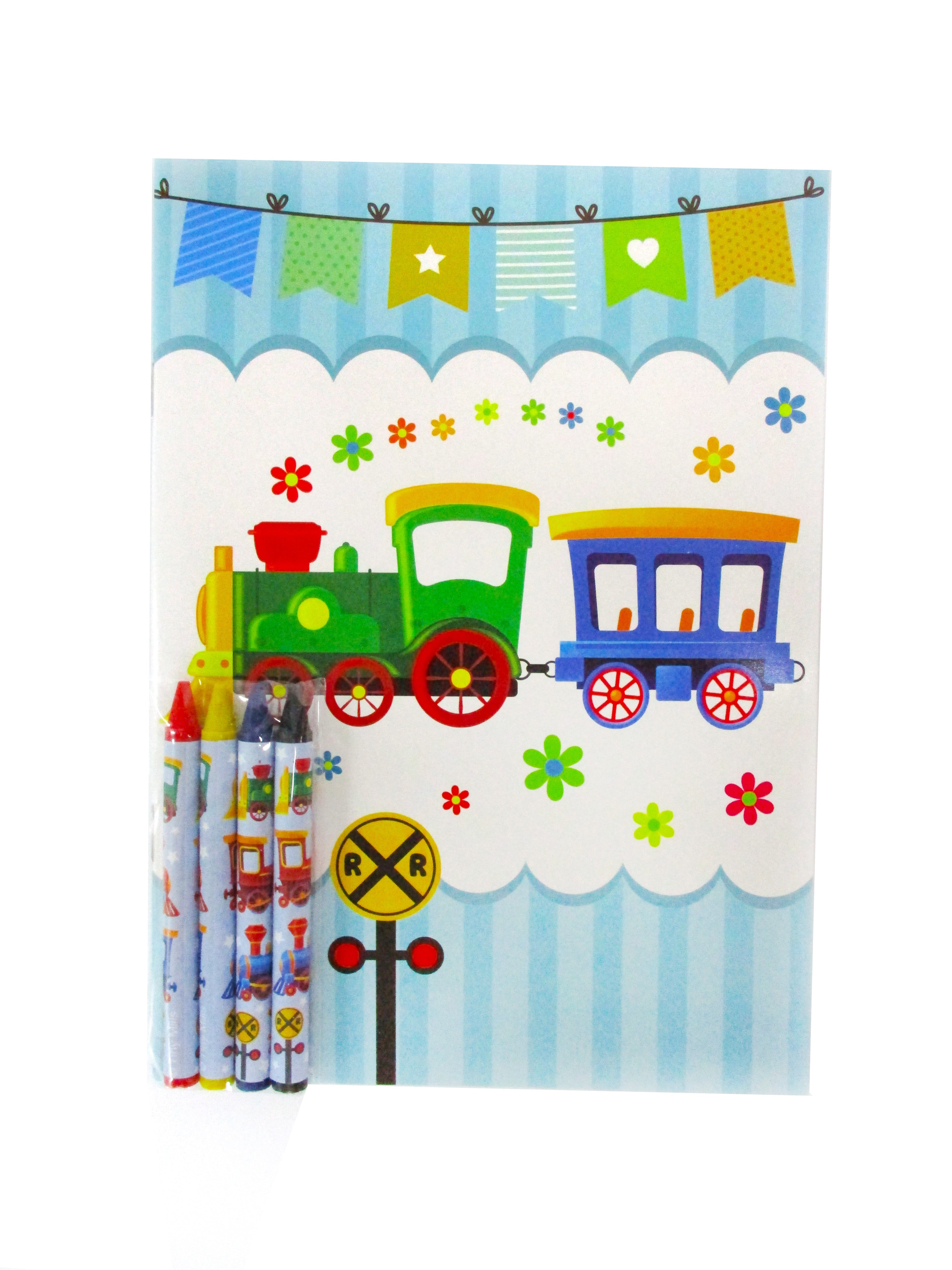 Train Coloring Books With Crayons Party Favors - Set Of 6 Or 12