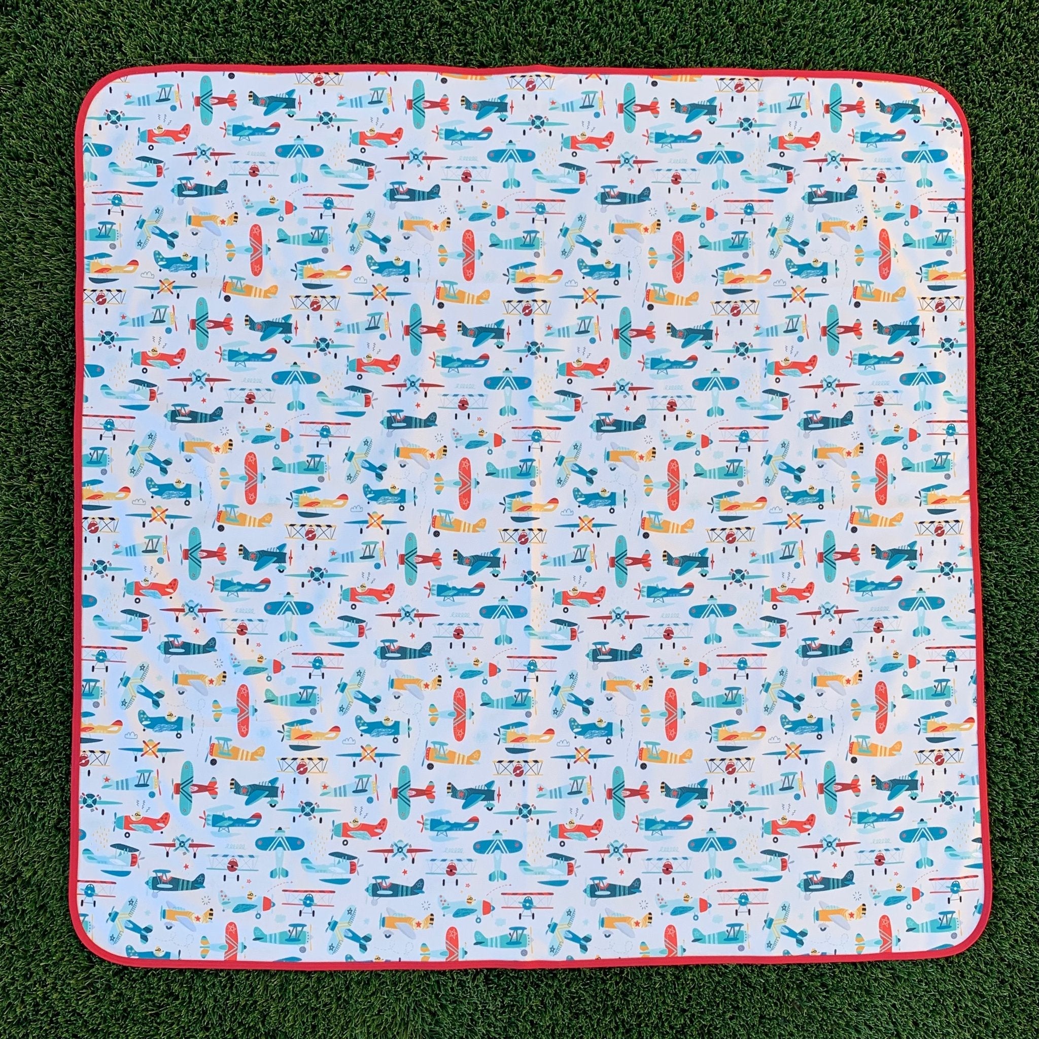 Retro Airplanes Splash Mat - A Waterproof Catch-all For Highchair Spills And More!