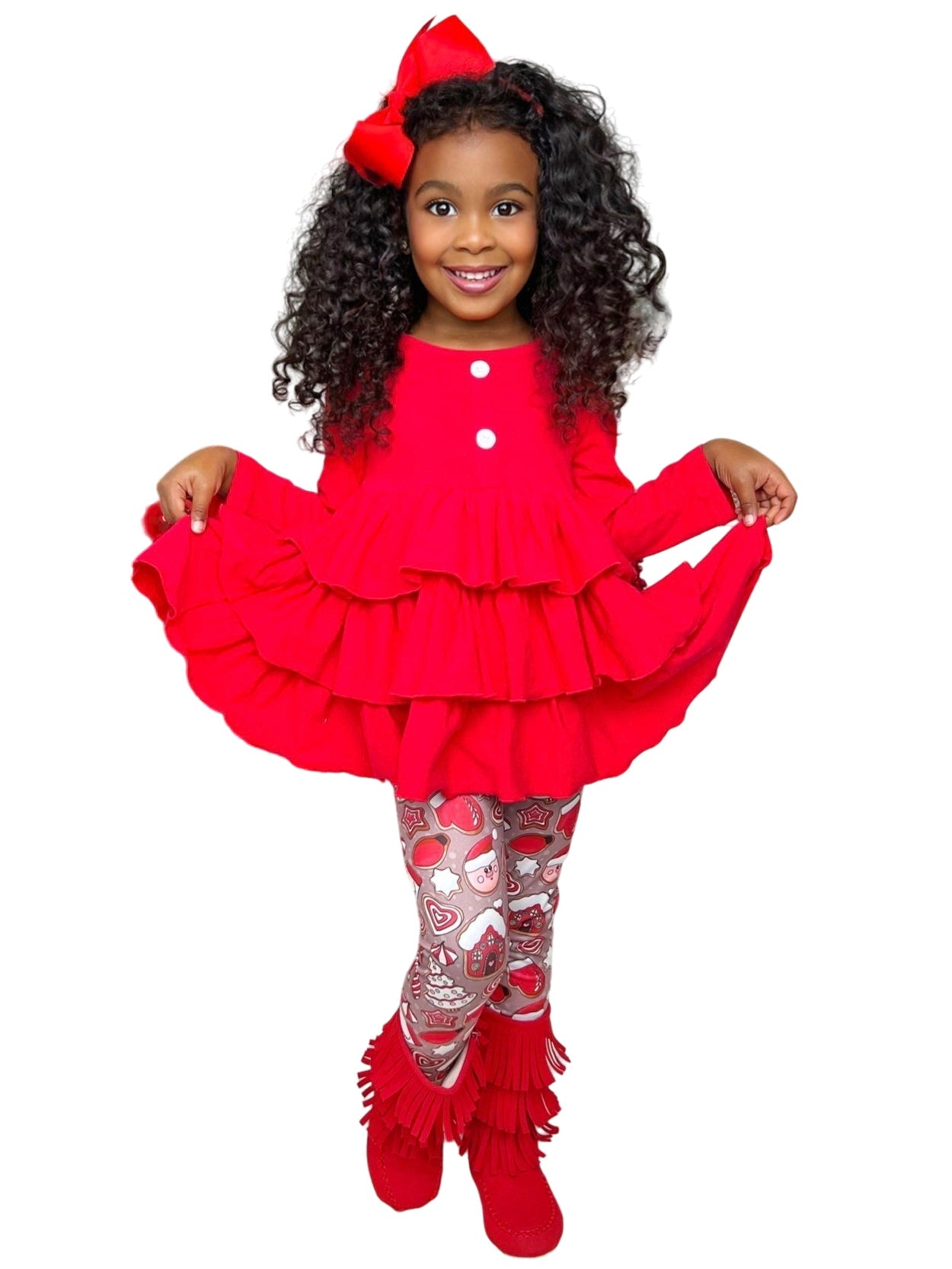 Keep It Festive Tiered Ruffle Top And Legging Set