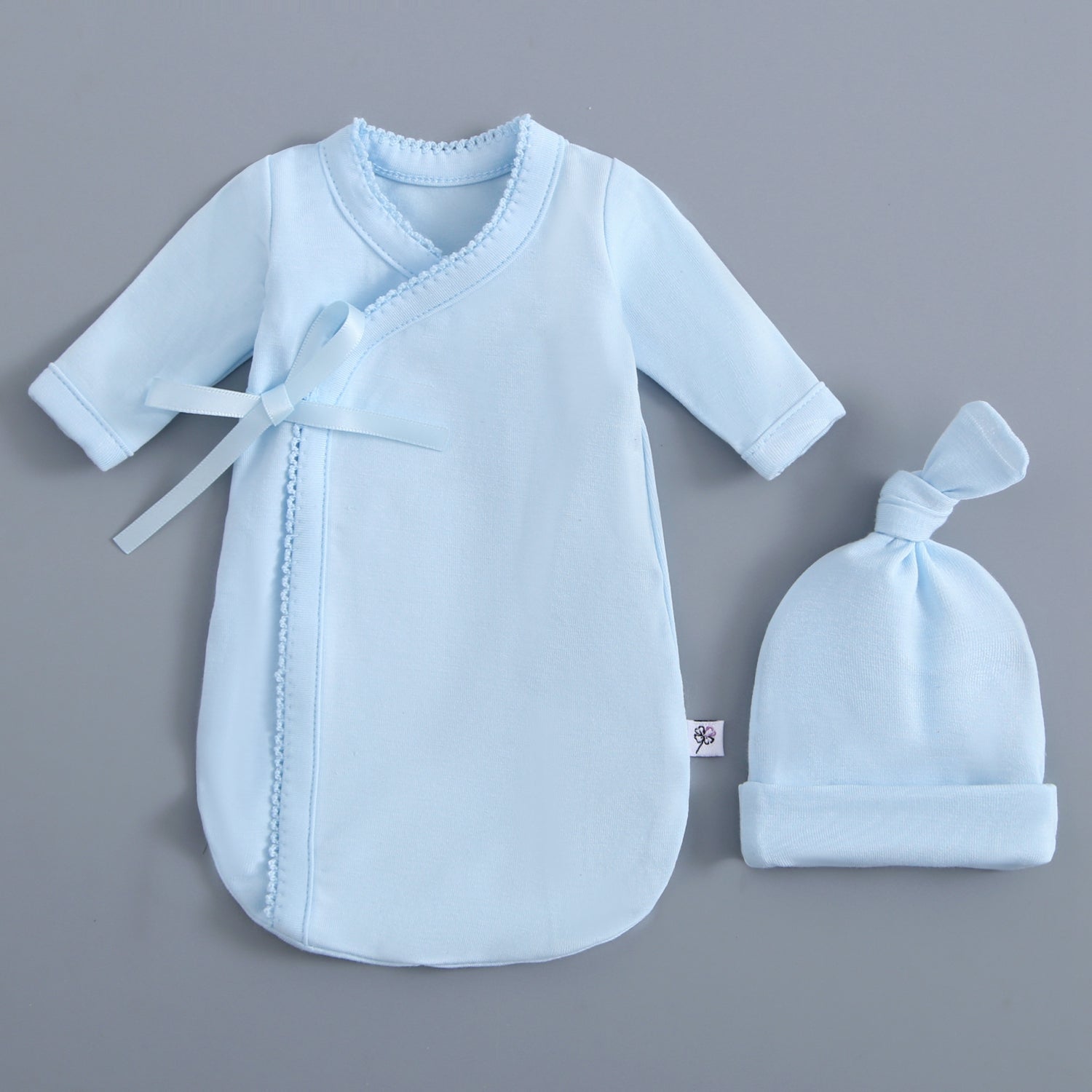Light Blue Bereavement Gown & Hat Set
