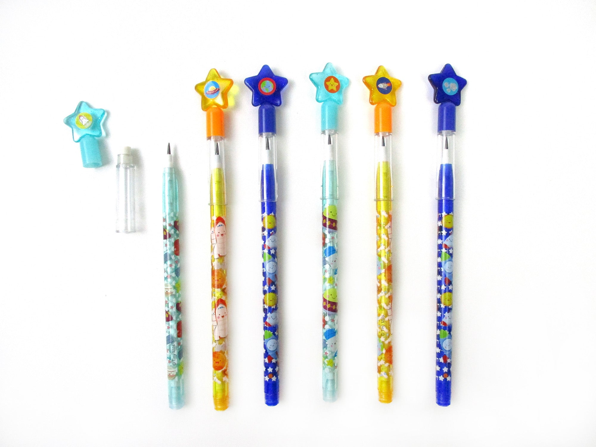 Outer Space Rockets Stackable Point Pencils - Set Of 6