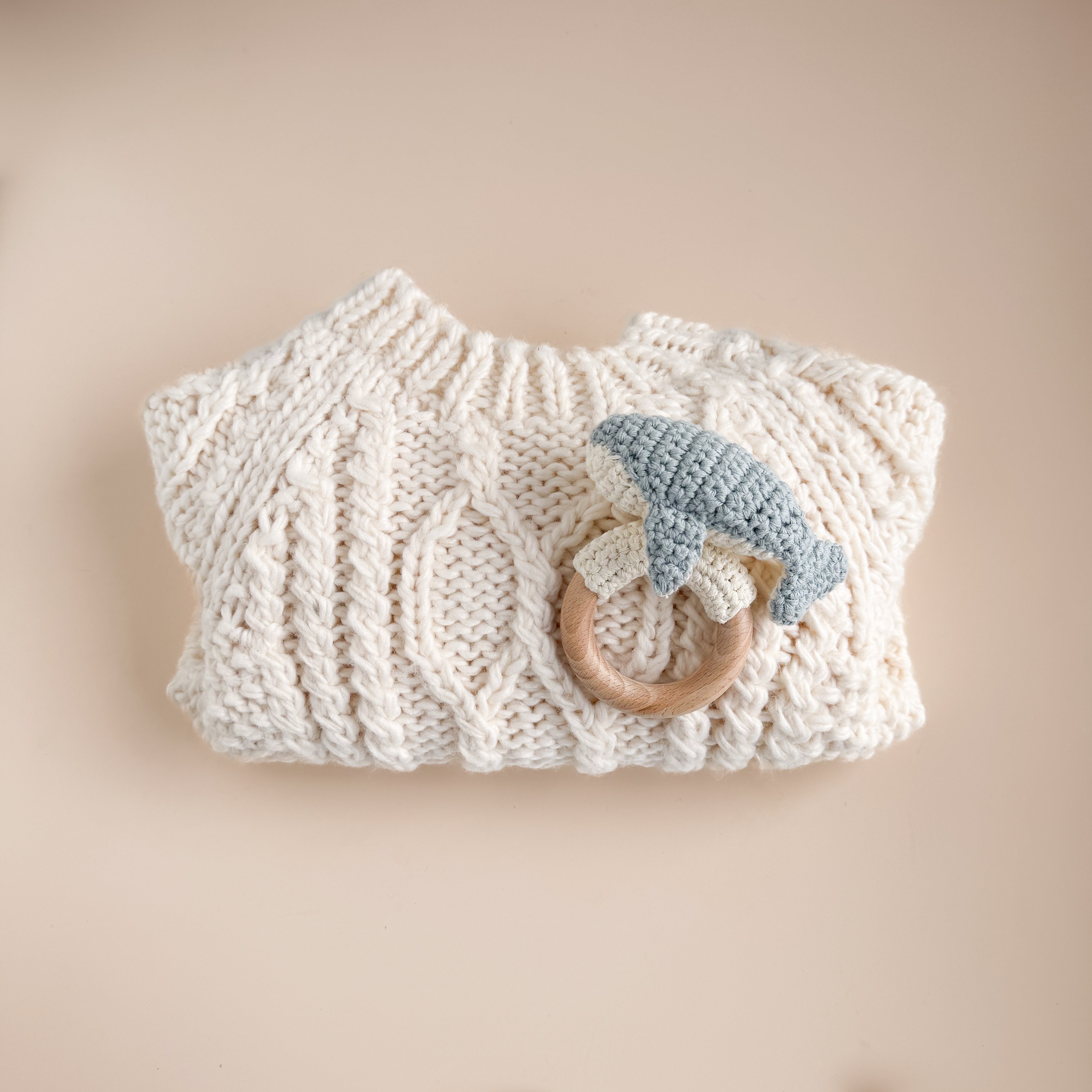 Cotton Crochet Rattle Teether Whale