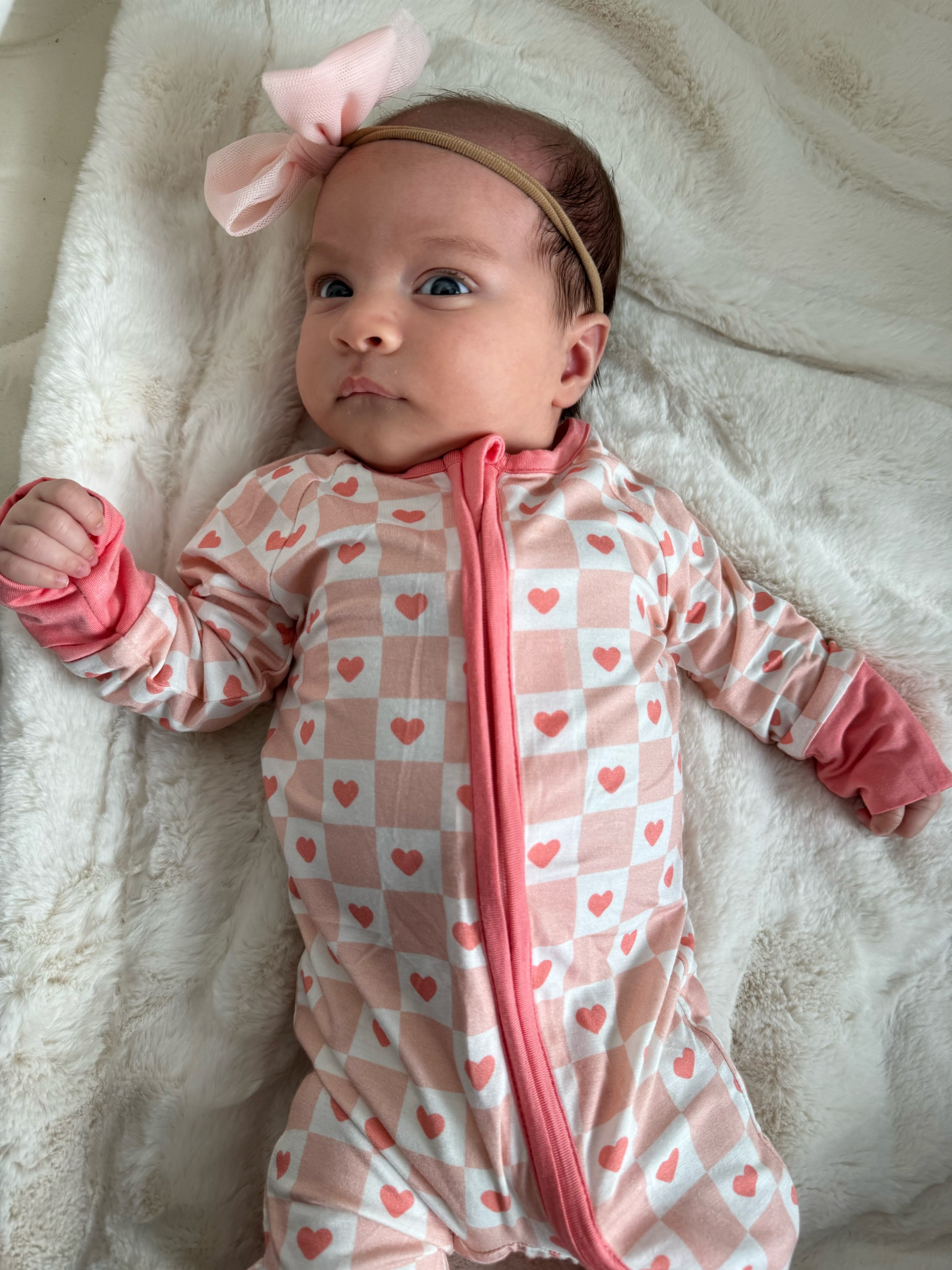 Checkerboard Hearts (convertible Zip Footies)