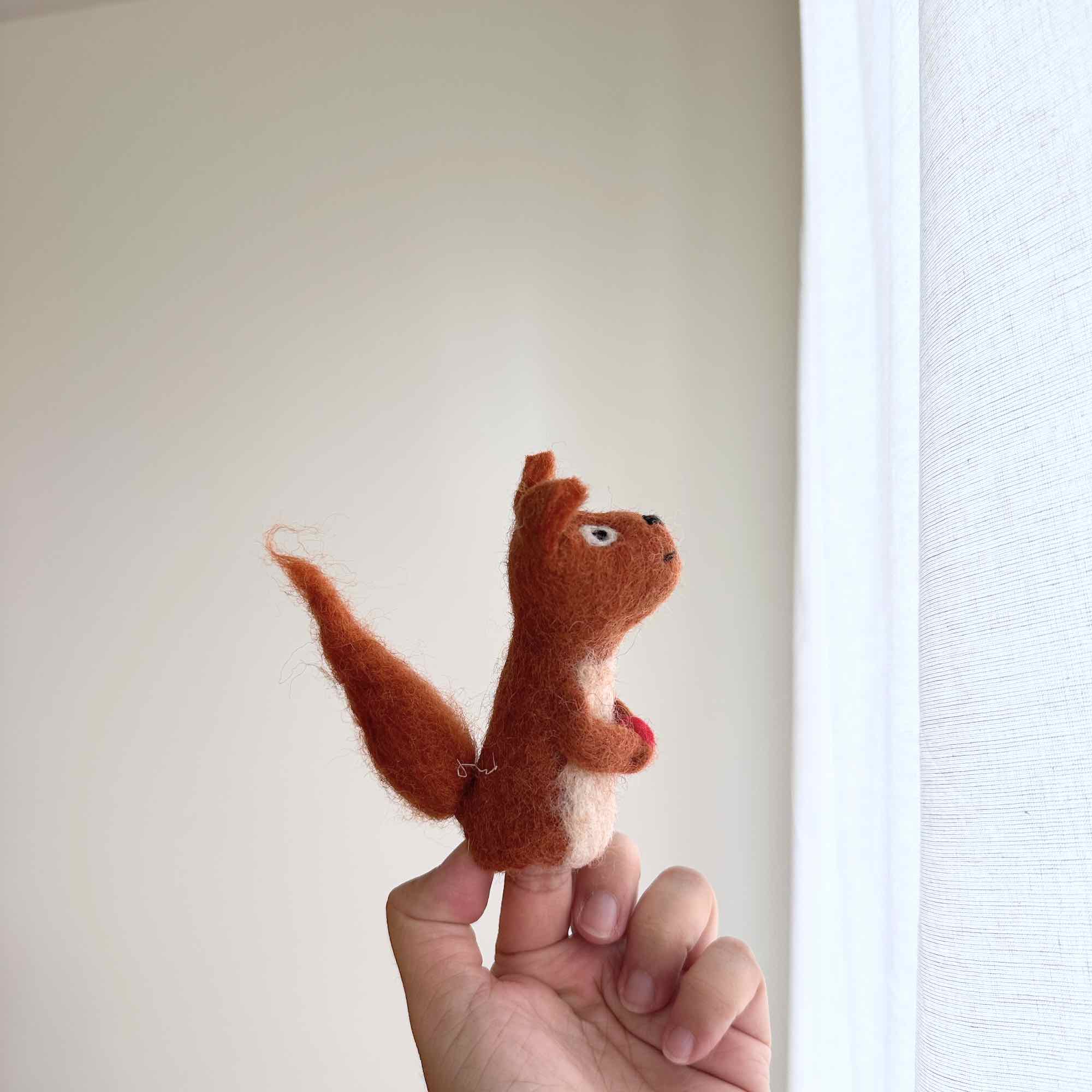Squirrel With Acorn Finger Puppet
