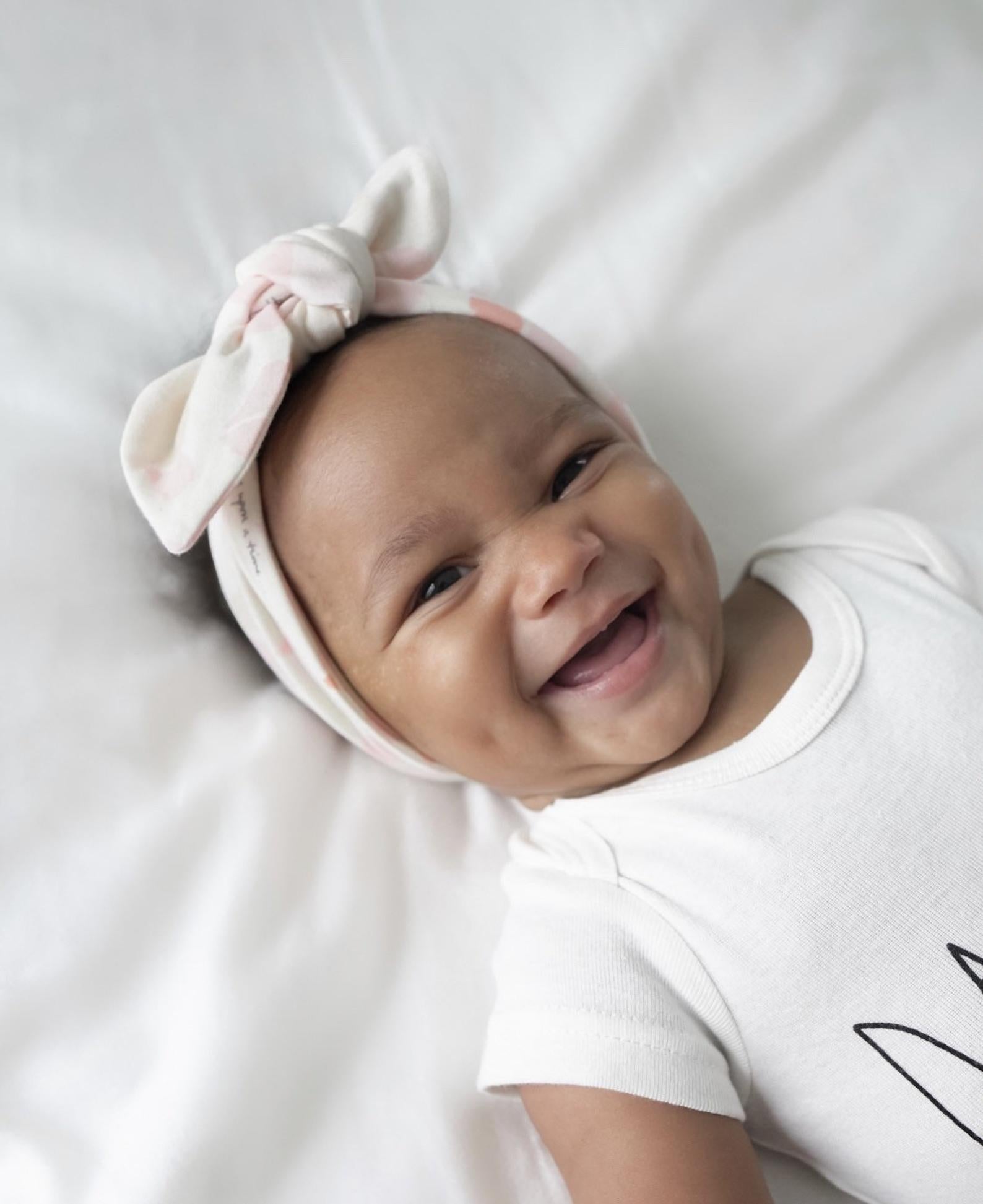 Pastel Pink Hearts On Cream Headbands