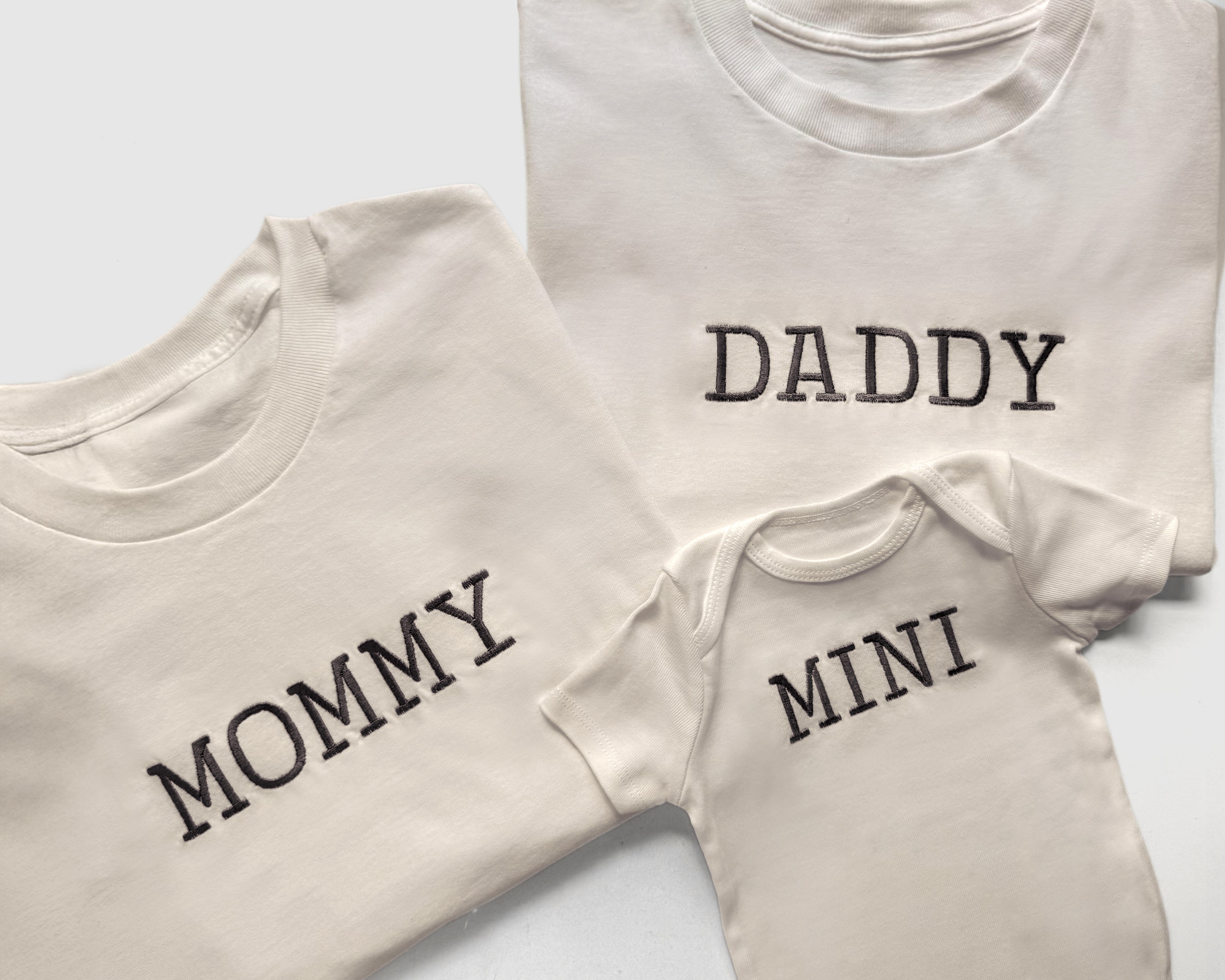 Custom Mom, Dad And Baby Embroidered Matching Family Shirts