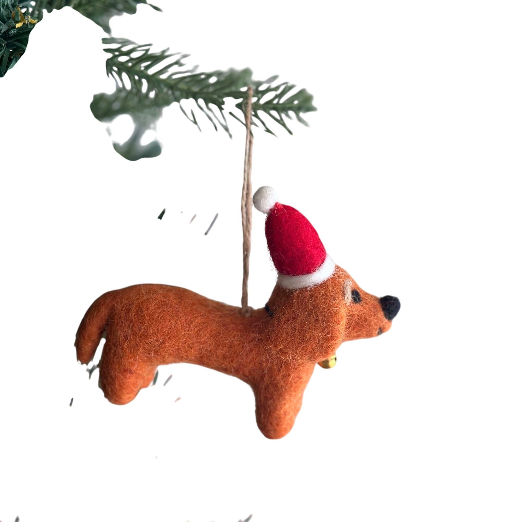 Felt Ornament - Dachshund Dog With Christmas Hat