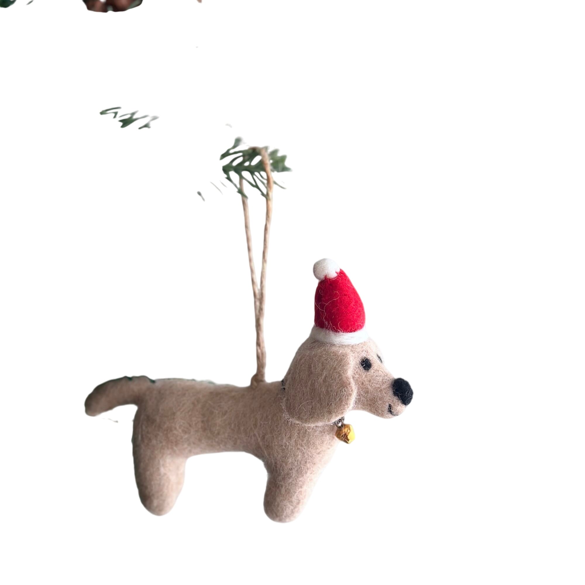 Felt Ornament - Dachshund Dog With Christmas Hat
