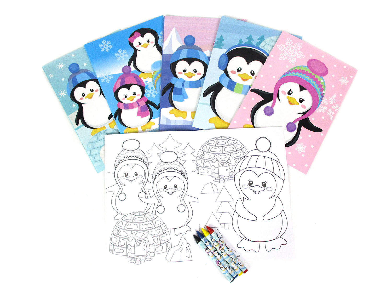 Penguin Coloring Books With Crayons Party Favors - Set Of 6 Or 12