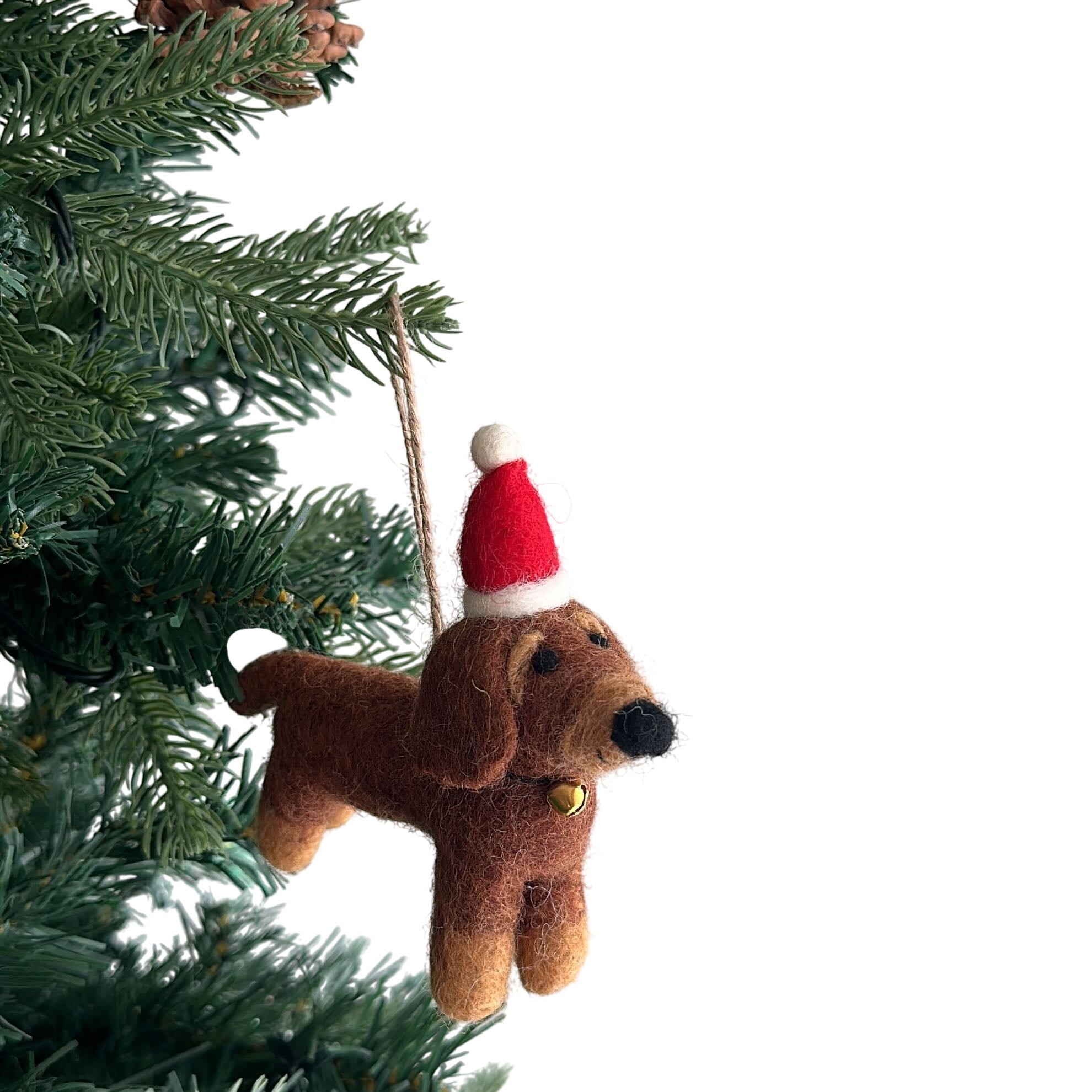Felt Ornament - Dachshund Dog With Christmas Hat