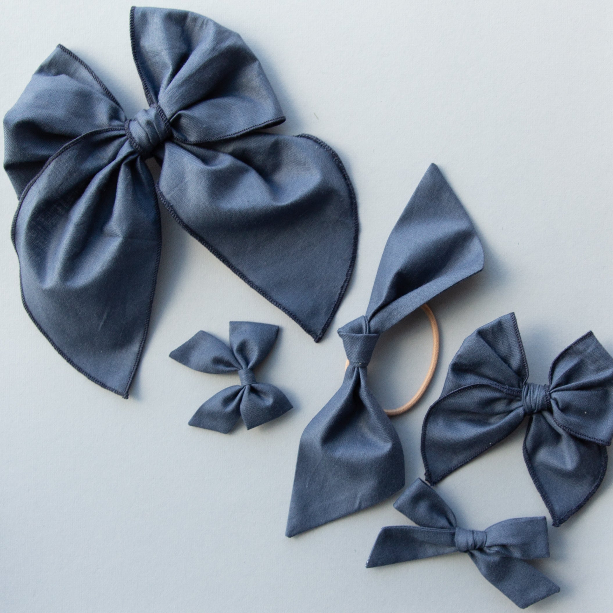 Blueberry | Pigtail Set - Hand-tied Bow