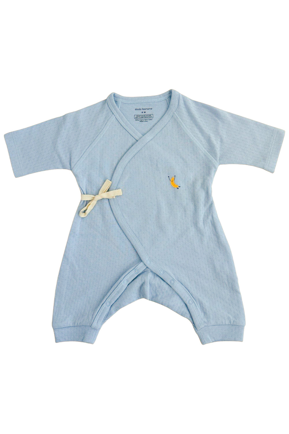 Soft Blue Pointelle Baby Kimono Onesie