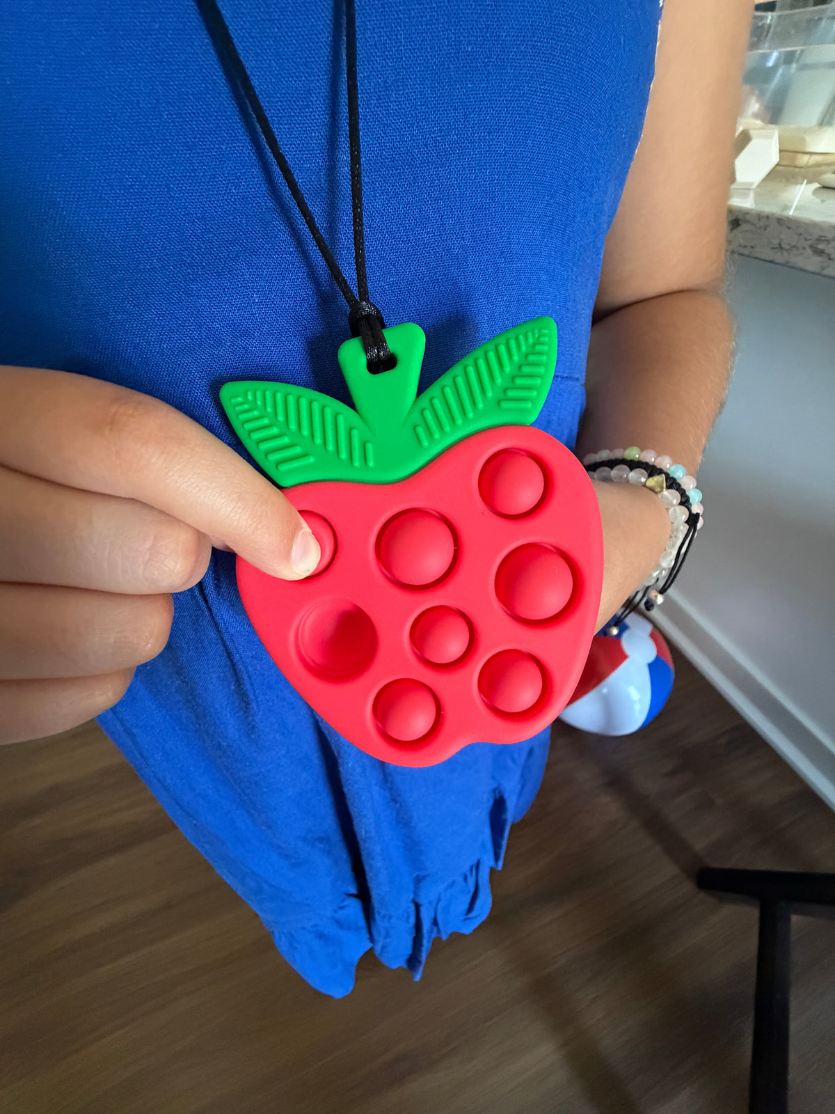 Apple Pop It Sensory Necklace | Silicone Fidget Pendant