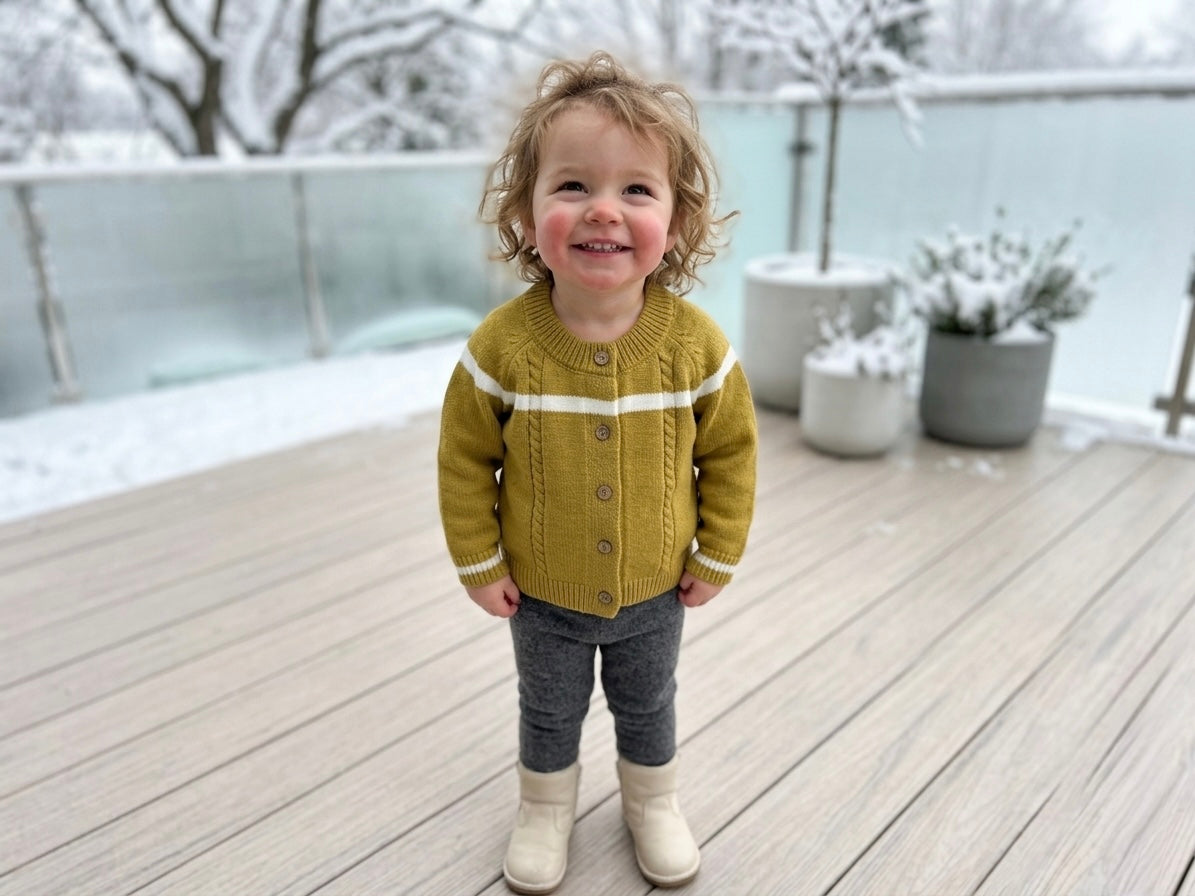 Warm Winter Cardigan | 100% Wool Kids Cardigan With Wooden Buttons