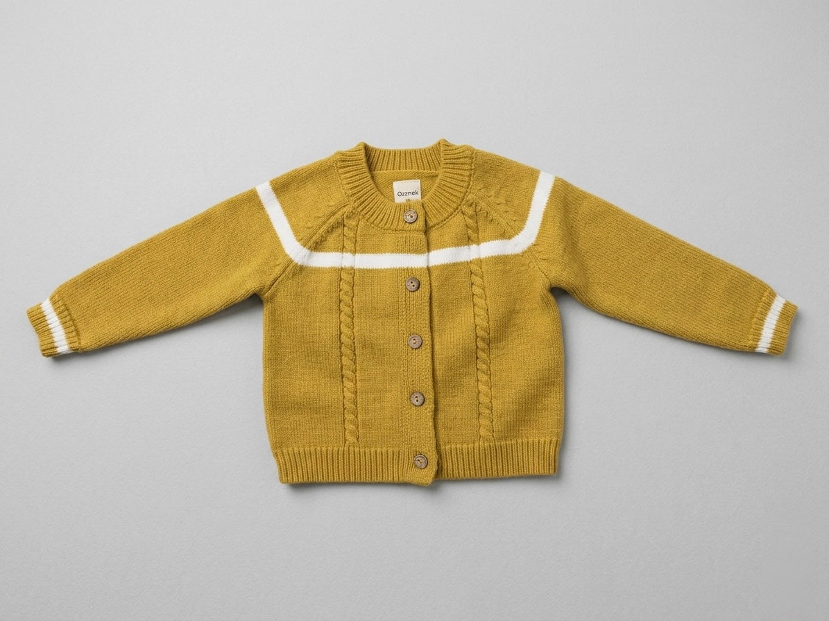 Warm Winter Cardigan | 100% Wool Kids Cardigan With Wooden Buttons