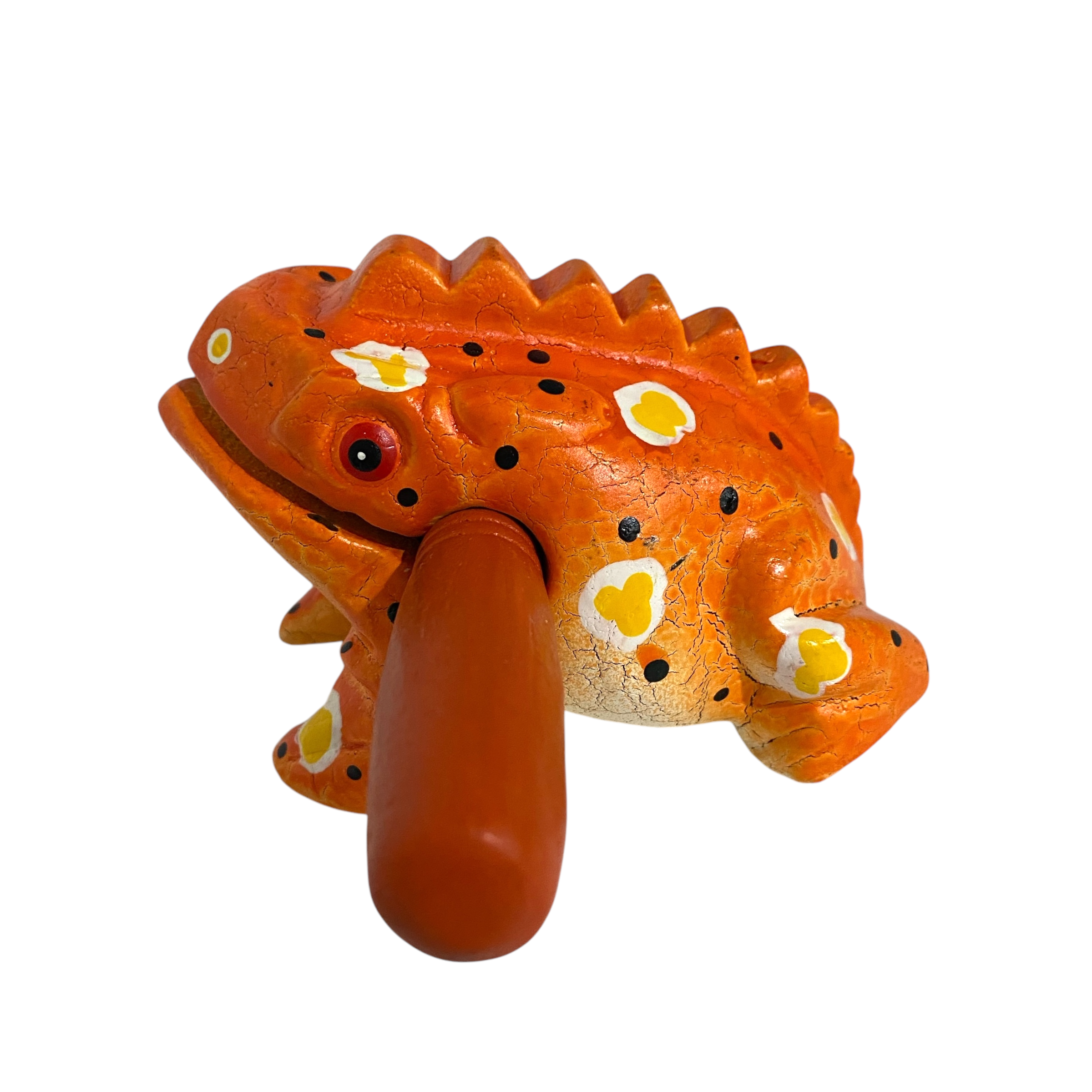 4" Wooden Musical Frog - Pumpkin Design (percussion Instrument)