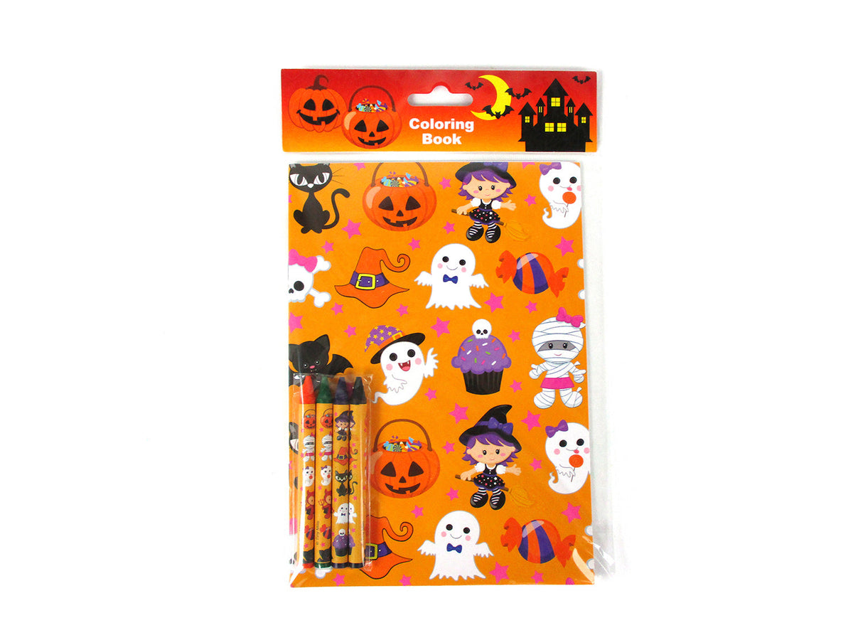 Halloween Coloring Books With Crayons Party Favors - Set Of 6 Or 12