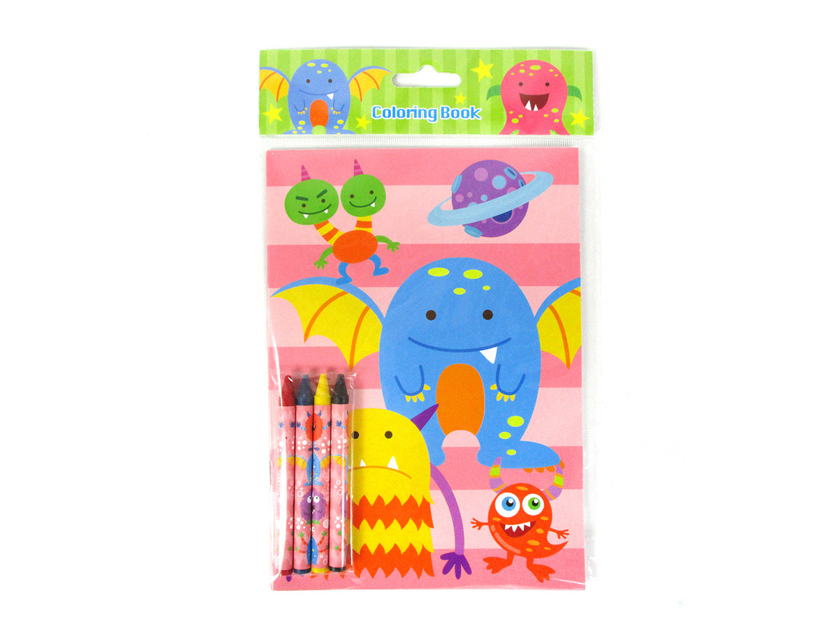 Monster Coloring Books With Crayons Party Favors - Set Of 6 Or 12