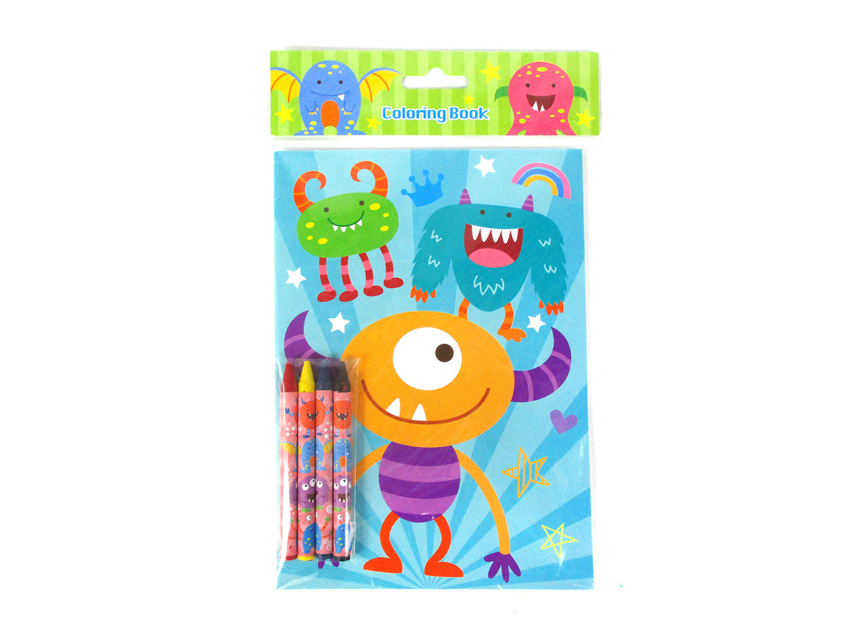 Monster Coloring Books With Crayons Party Favors - Set Of 6 Or 12