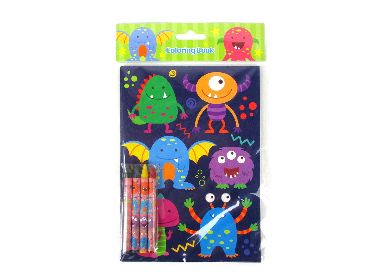 Monster Coloring Books With Crayons Party Favors - Set Of 6 Or 12