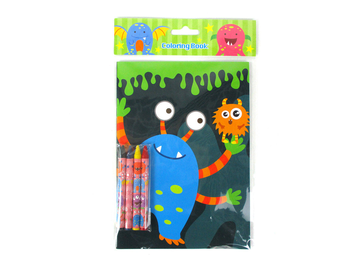 Monster Coloring Books With Crayons Party Favors - Set Of 6 Or 12