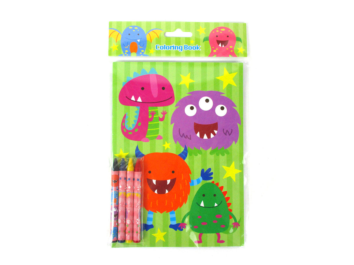 Monster Coloring Books With Crayons Party Favors - Set Of 6 Or 12