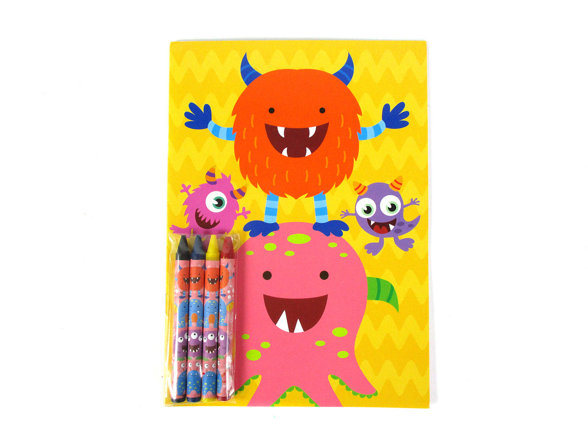 Monster Coloring Books With Crayons Party Favors - Set Of 6 Or 12