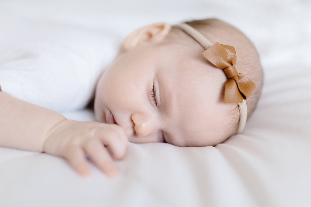 Camel | Leather Baby Bow