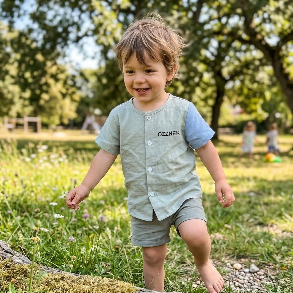 Toddler Organic Cotton Linen Button-up Shirt